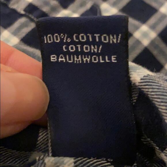 LANDS' END navy & white plaid button down shirt | Women's Size Small - Picture 7 of 8